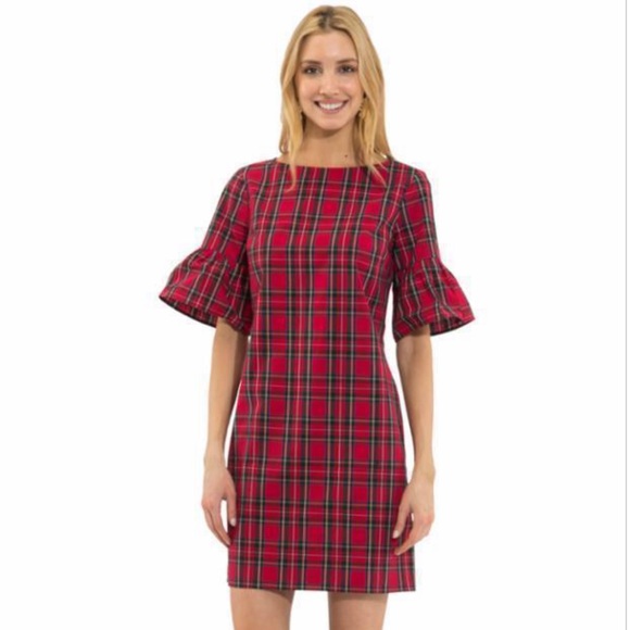 Sail to Sable Dresses & Skirts - NWT Sail To Sable Red Plaid Ruffle Sleeve Dress
